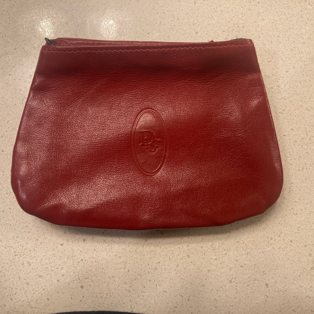 Christian Dior rare red three pouch coin purse